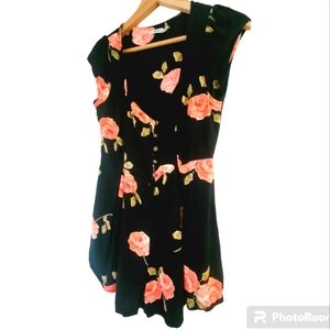 Kimchi Blue Flower Black Romper - Size: Small (Last 2 buttons missing)